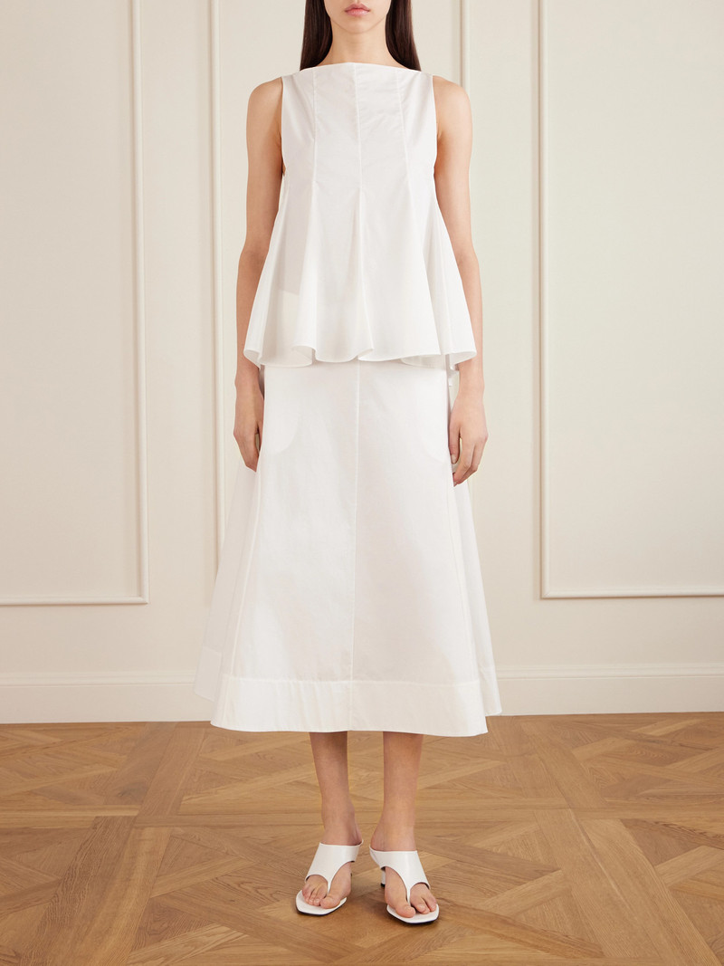 KHAITE Artin Paneled Cotton-poplin Midi Skirt outlook