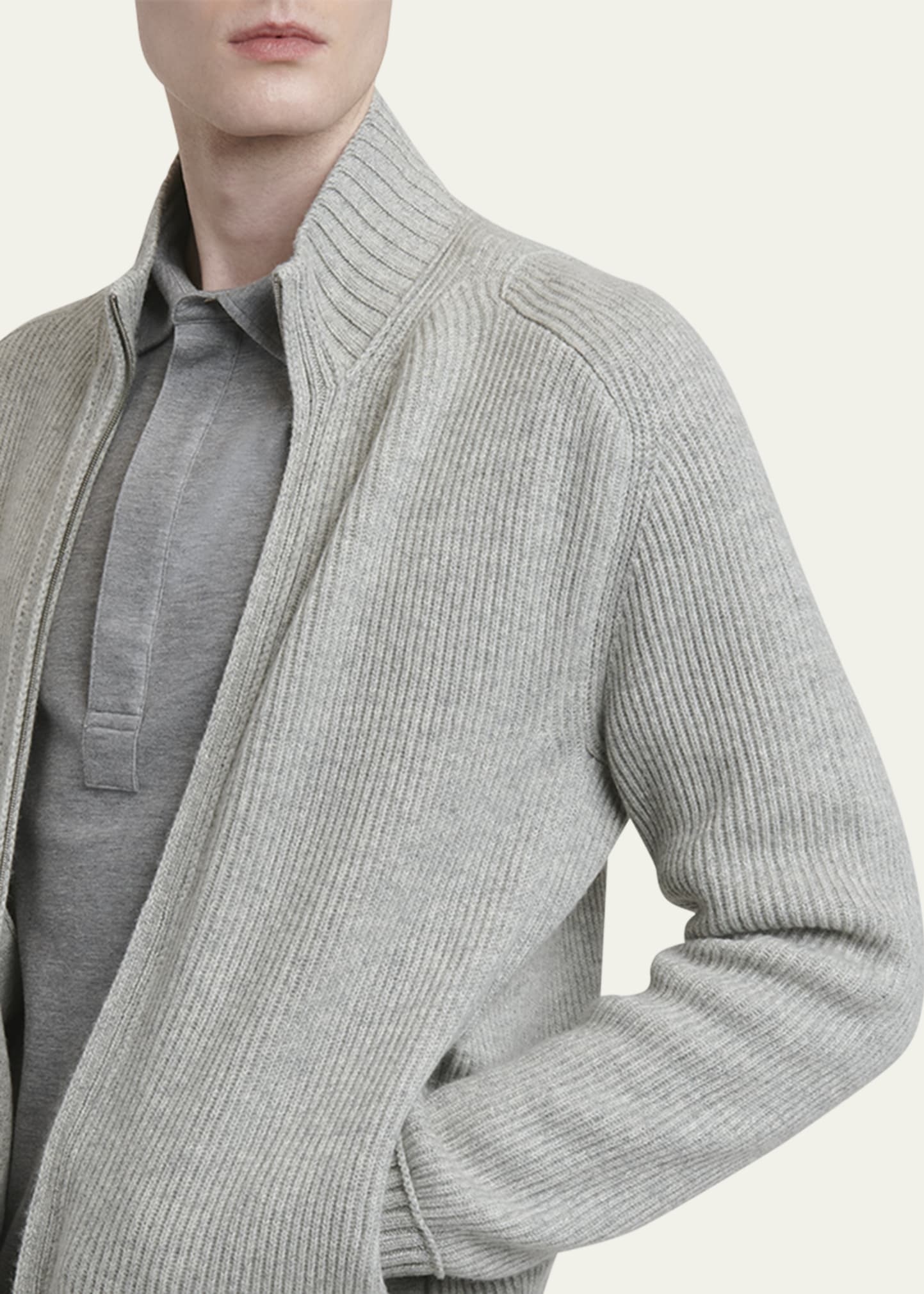 Men's Melange Oasi Cashmere Full-Zip Sweater - 5