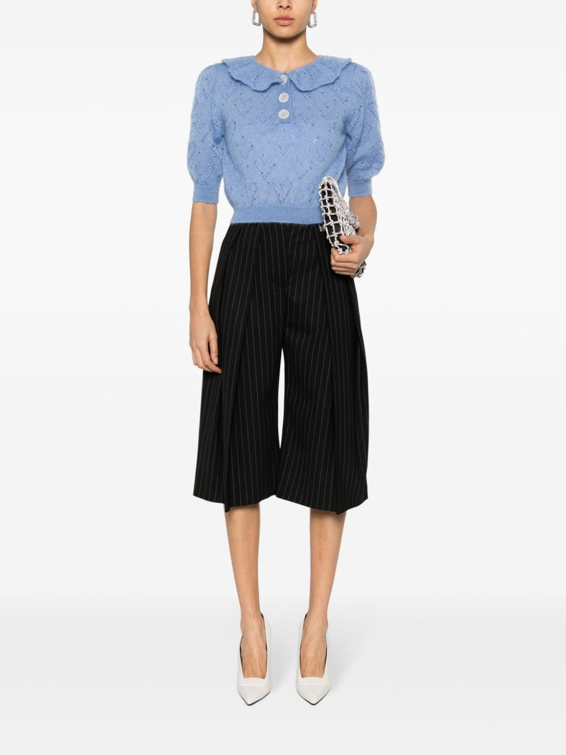 Alessandra Rich crystal-embellished pointelle-knit top outlook