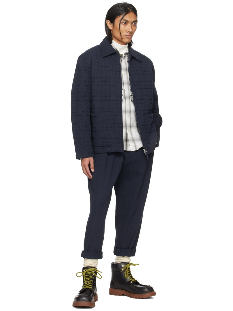 Universal Works White & Black Frill Shirt outlook