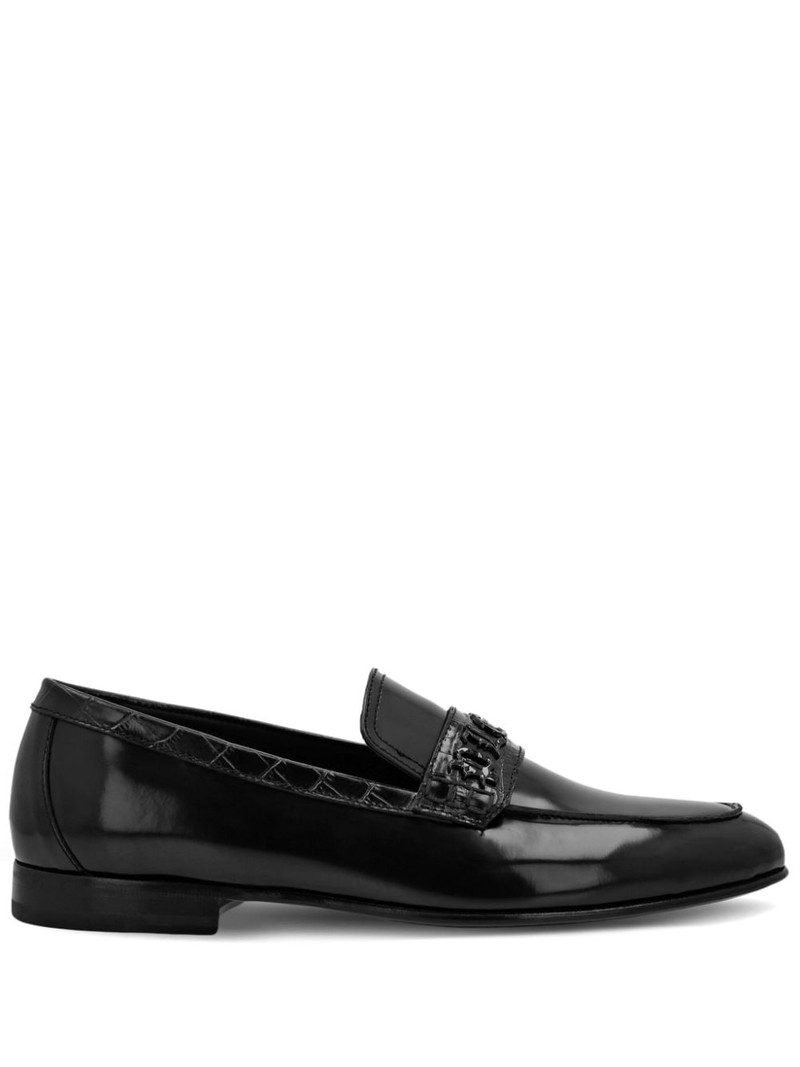 logo-plaque leather loafers 1