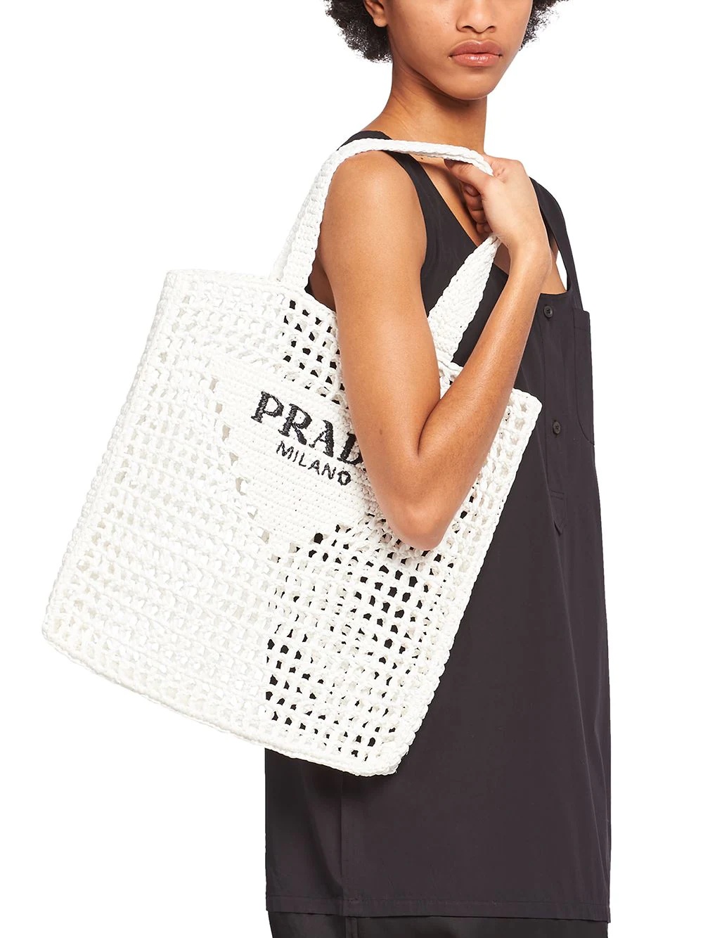 logo-print raffia tote bag - 6