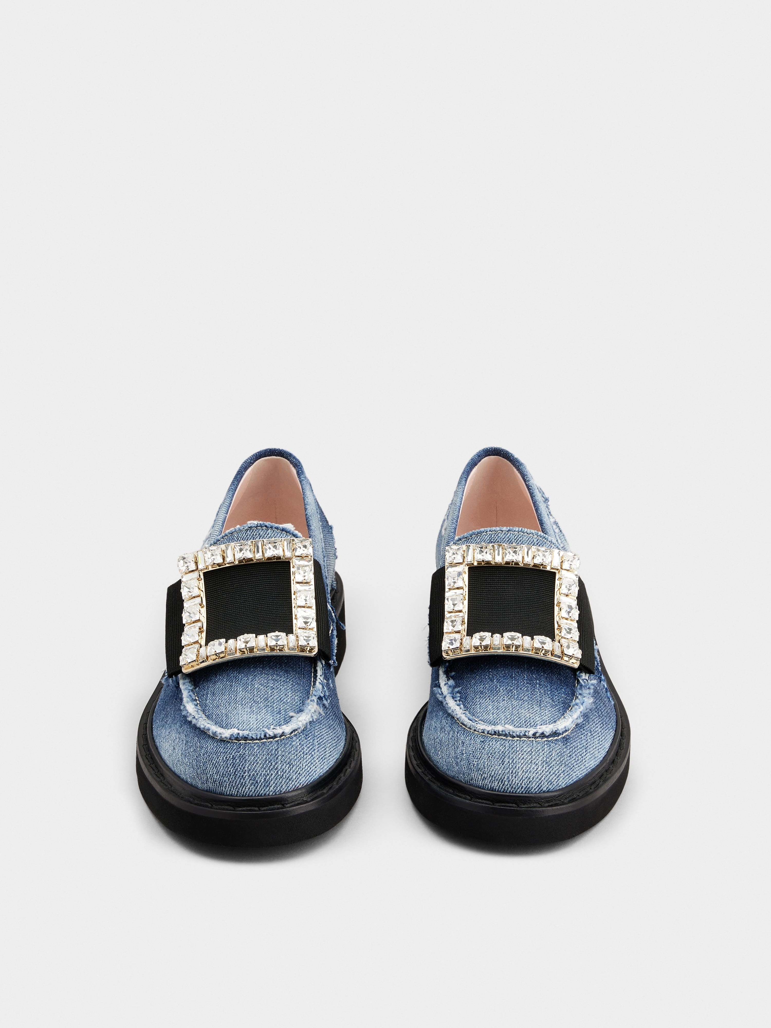 Viv' Rangers Strass Buckle Loafers in Denim - 7