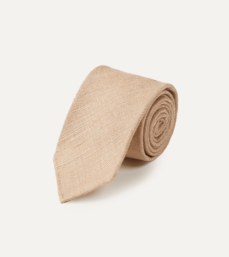 Drake's Sand Tussah Hand Rolled Silk Tie outlook
