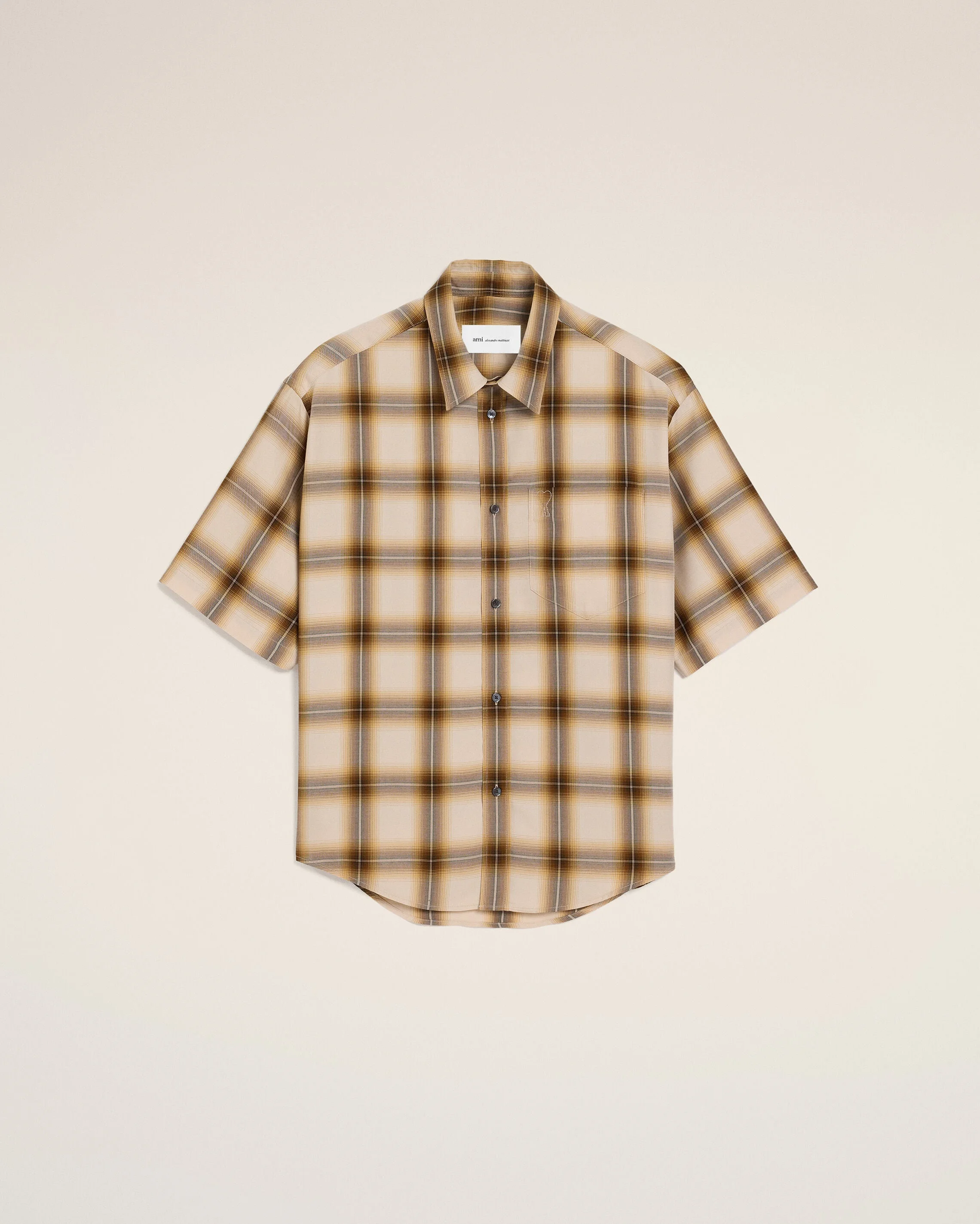BOXY BEIGE CHECKERED SHIRT AMI DE COEUR IN CANVAS - 1