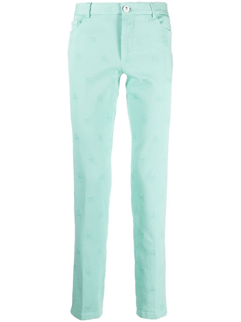 skull embroidery straight-leg trousers 1