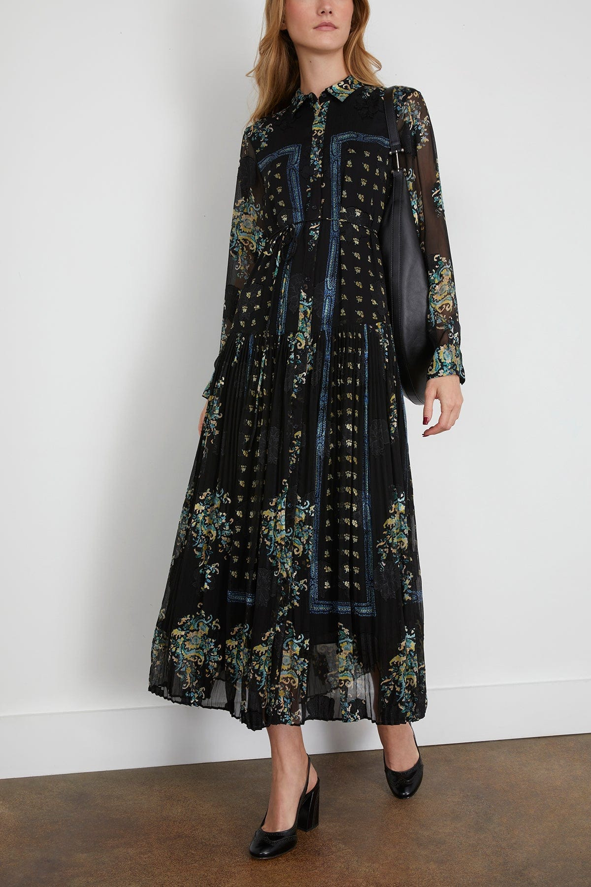 Emilie Drop Waist Long Sleeve Shirt Dress in Twilight - 2