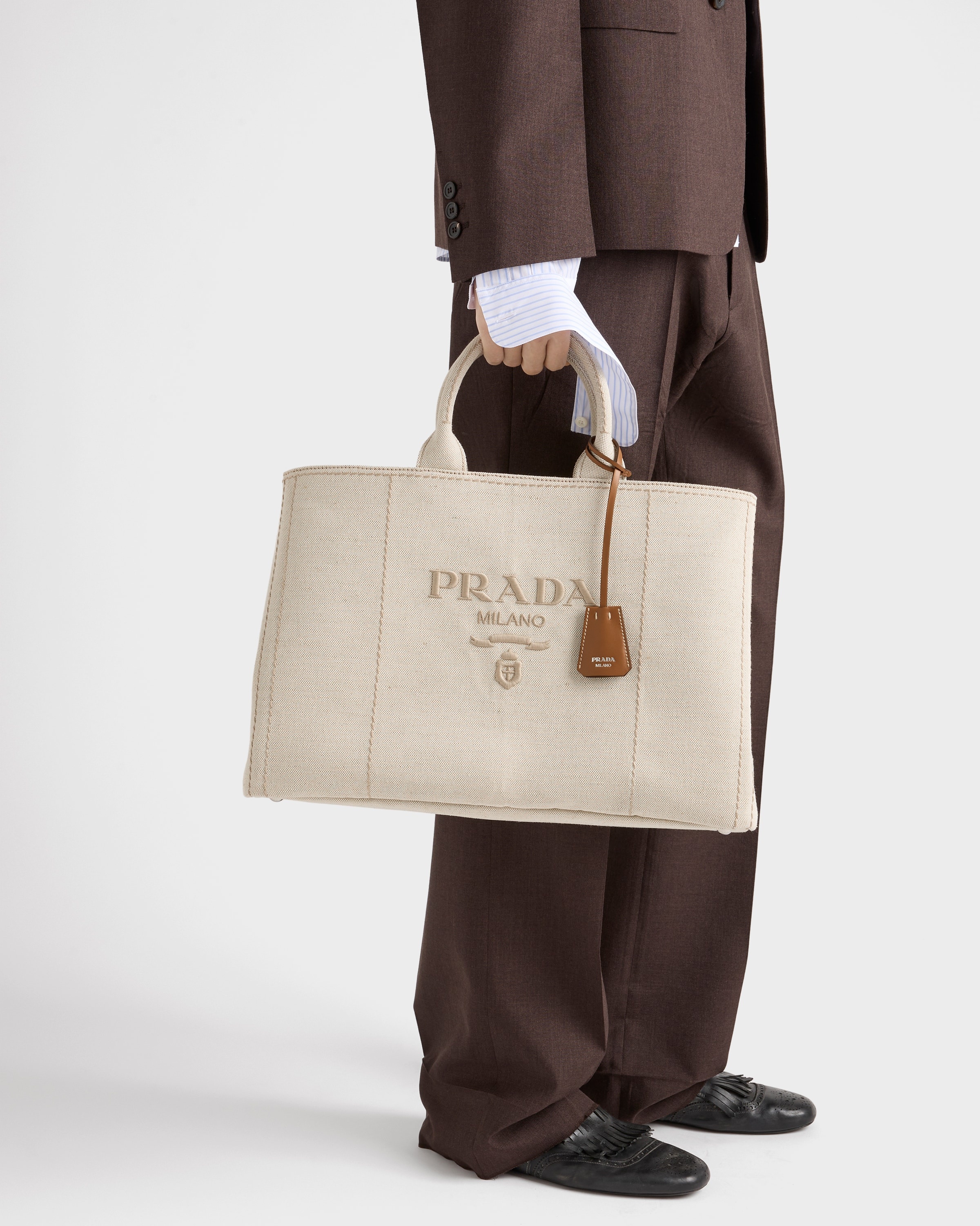 Prada Jardinière extra large linen blend tote bag - 2