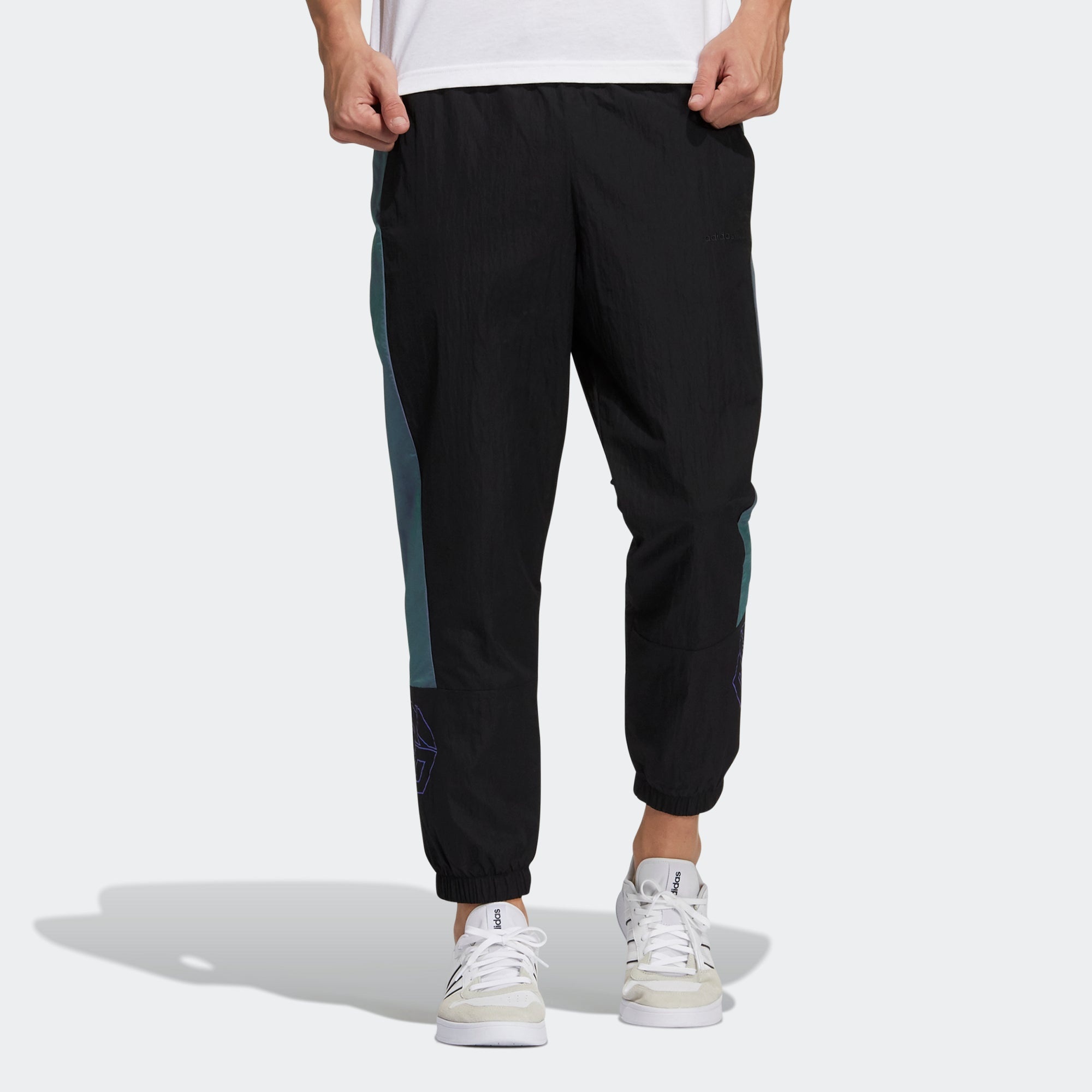 Men's adidas neo Sw Wvn Tp Contrasting Colors Bundle Feet Sports Pants/Trousers/Joggers Black H45186 - 2