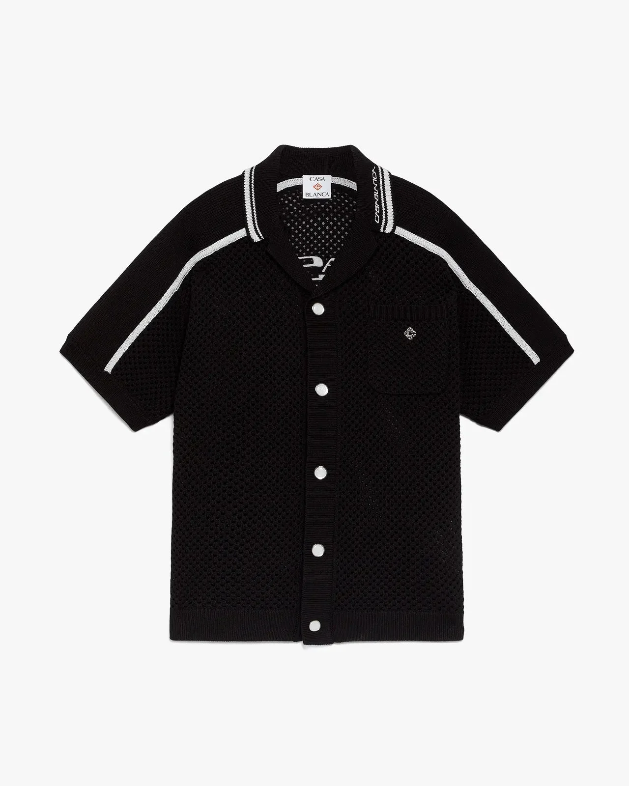 Black Short Sleeve Mesh Shirt | Casablanca Paris - 1