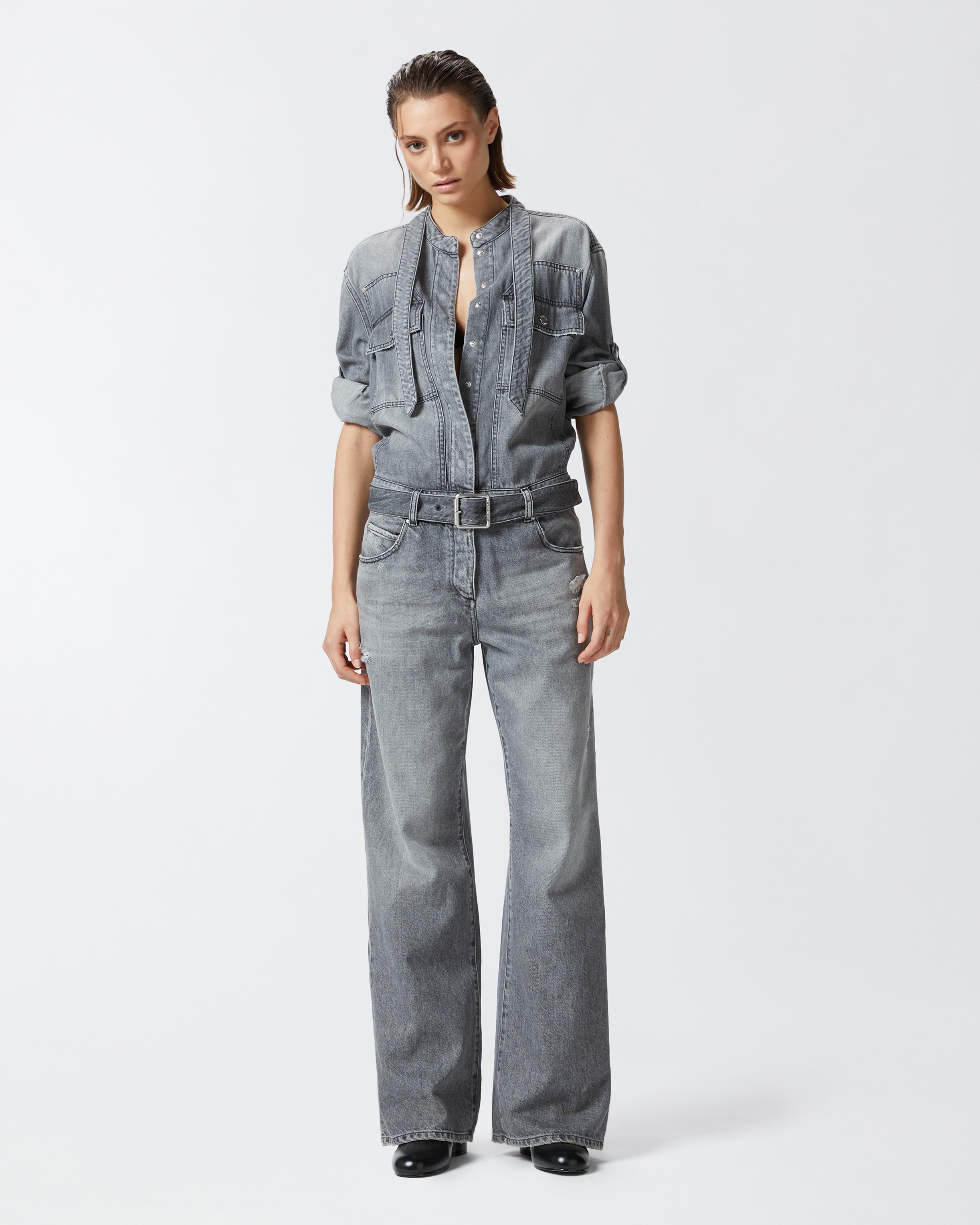 LIGHT GREY DENIM JUMPSUIT - 3