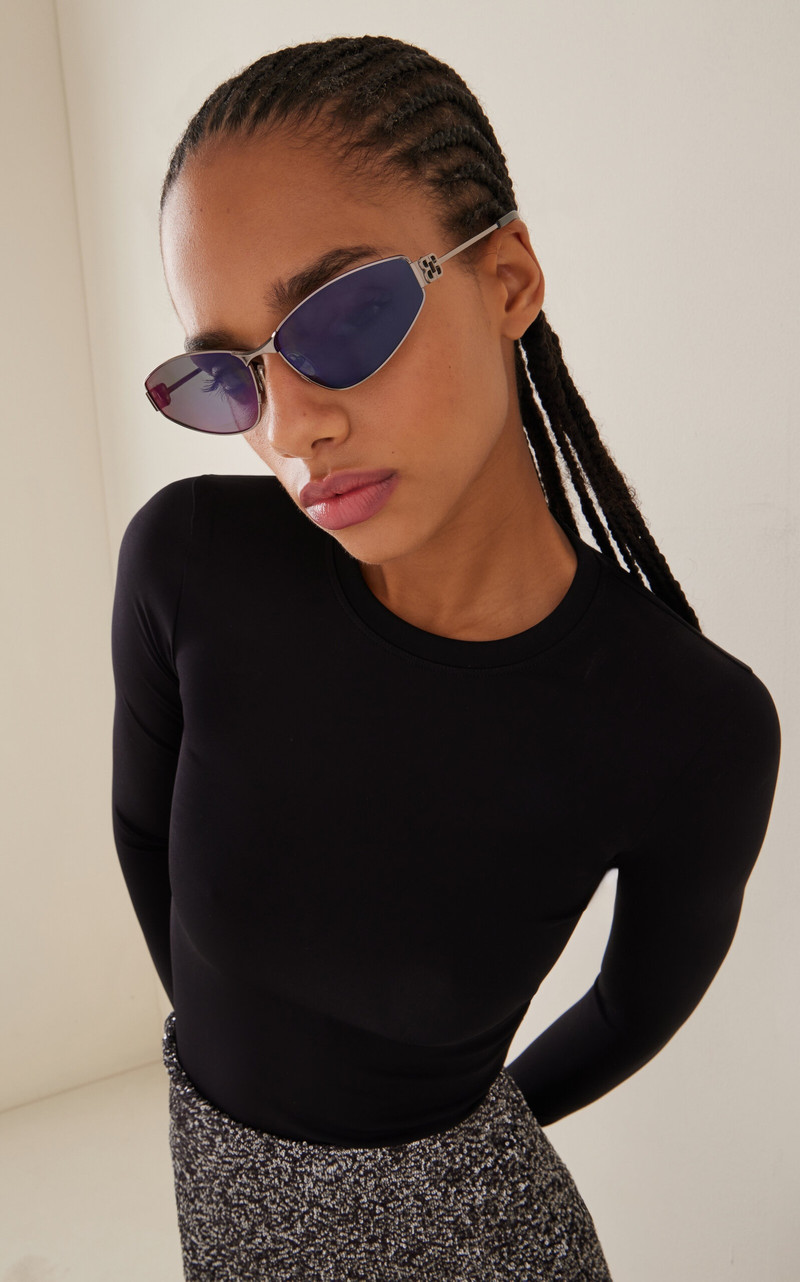 BALENCIAGA Cat-Eye Metal Sunglasses green outlook