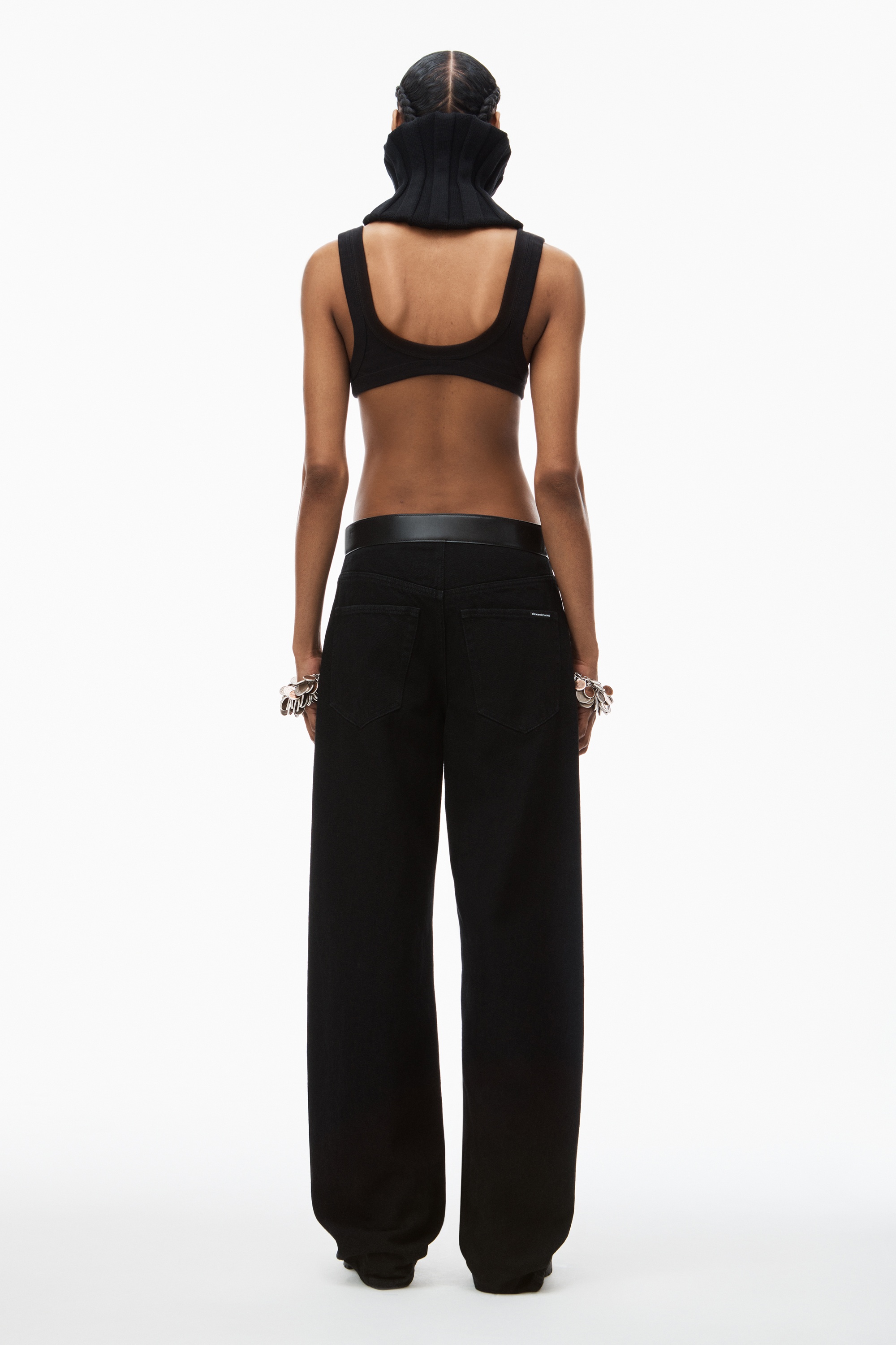 leather belted balloon jeans - 4