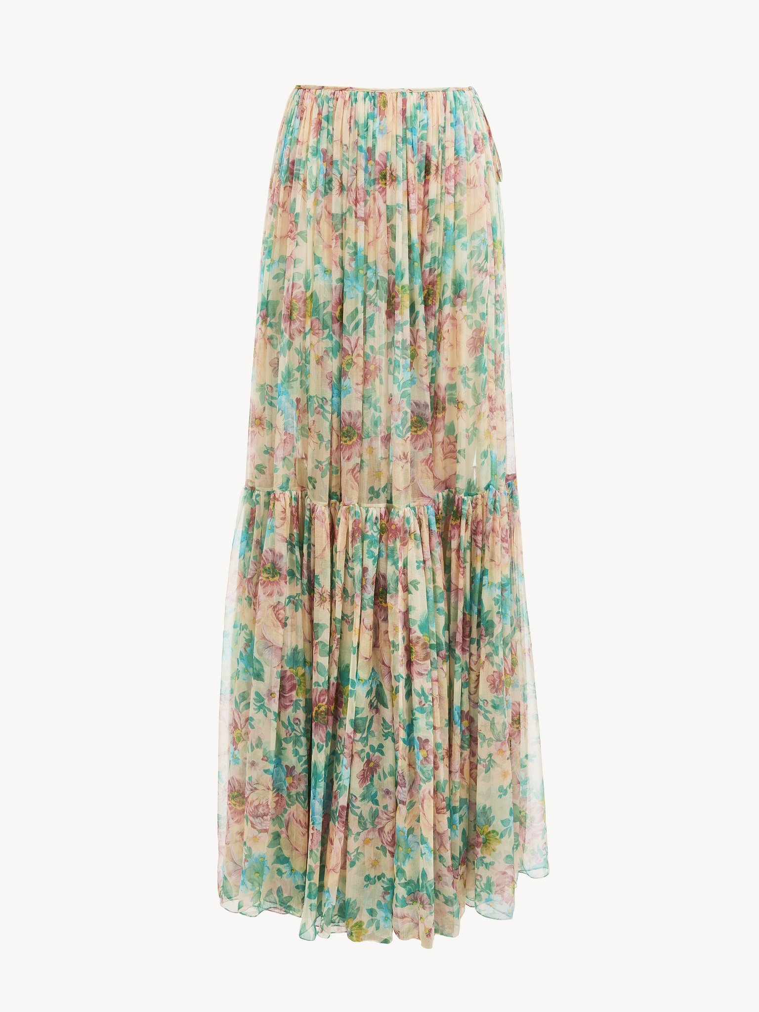 GATHERED MAXI SKIRT IN SILK MOUSSELINE - 2