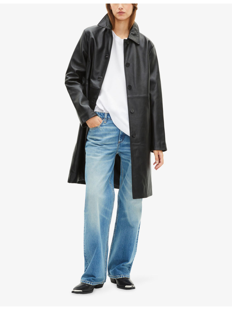 The Kooples Collared Straight-Cut Leather Jacket outlook