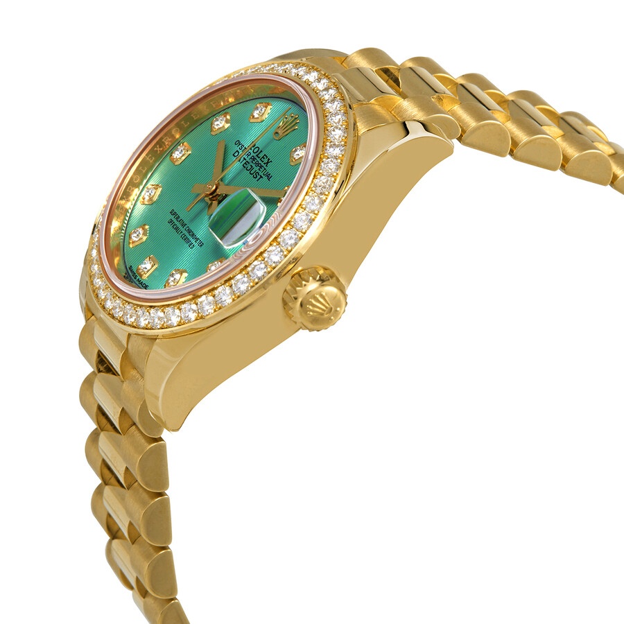 Rolex Lady-Datejust Mint Green Dial 18 Carat Yellow Gold President Watch 279138GNDP - 2