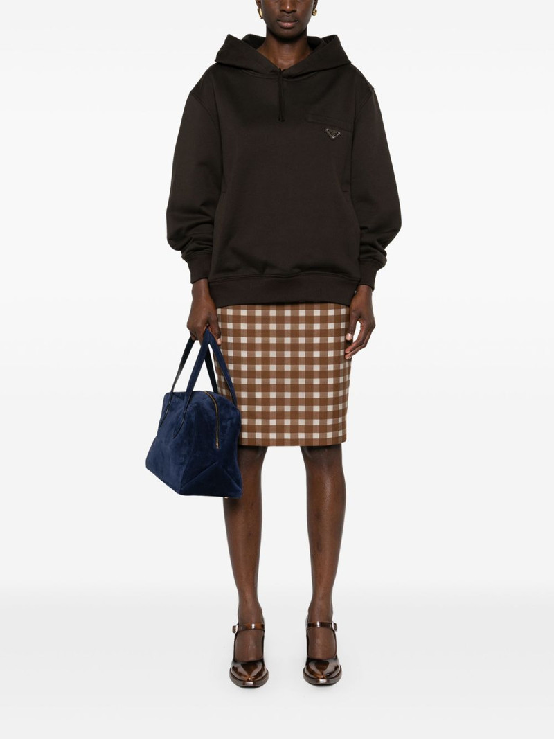 Prada triangle-logo cotton hoodie outlook