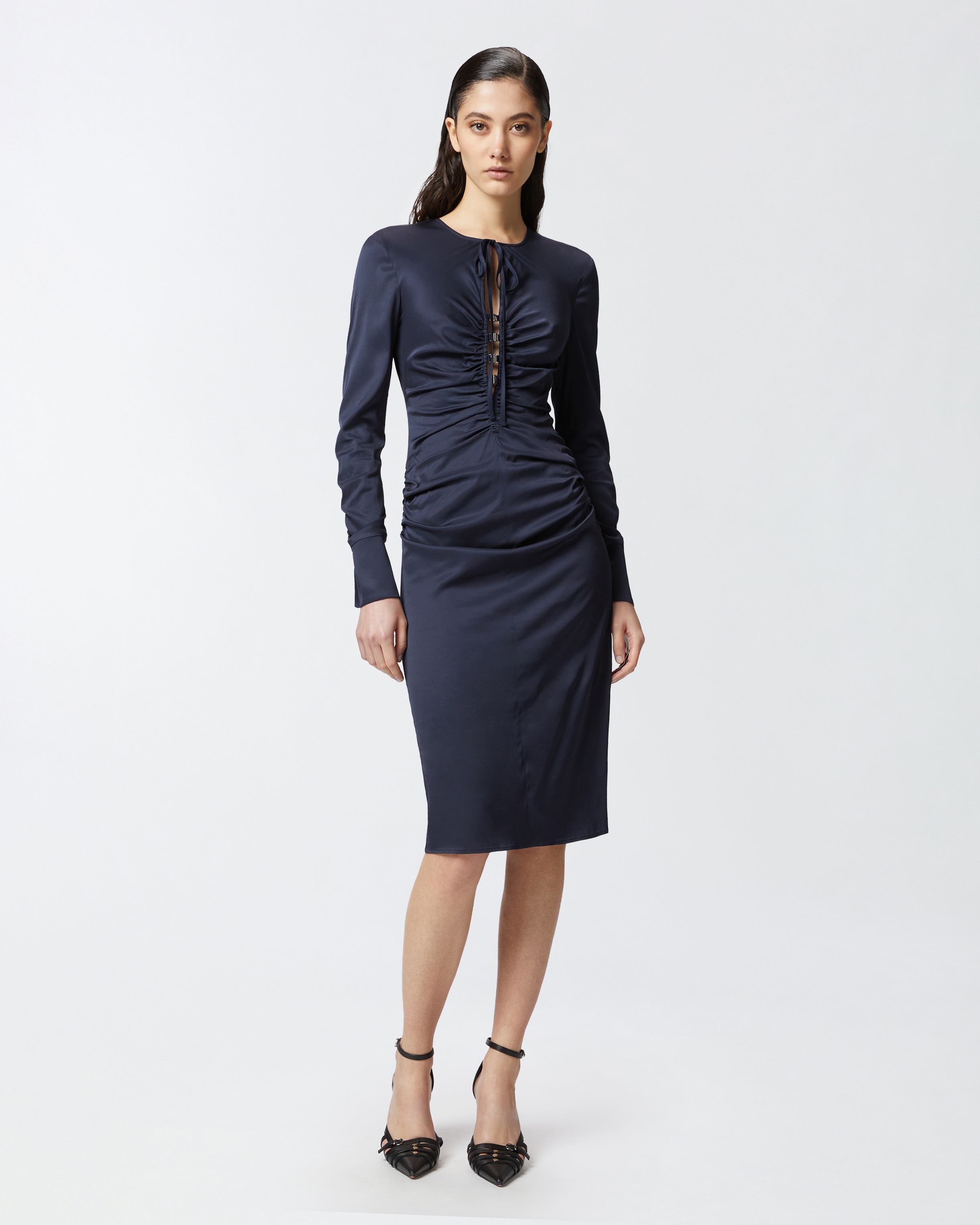 MIDI DRESS WITH METAL HOOKS - 3