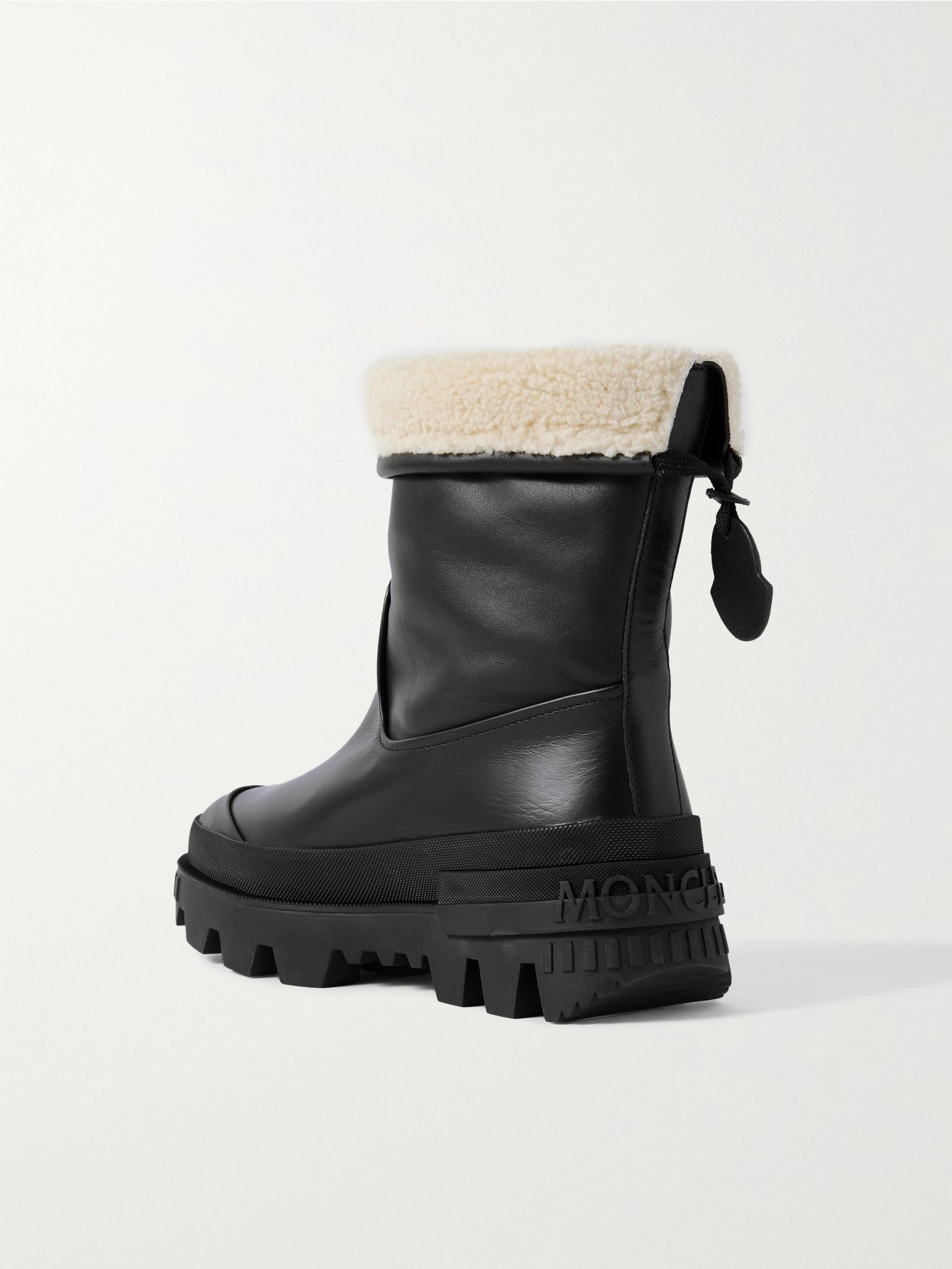Moscova faux fur-trimmed leather ankle boots Black - 3