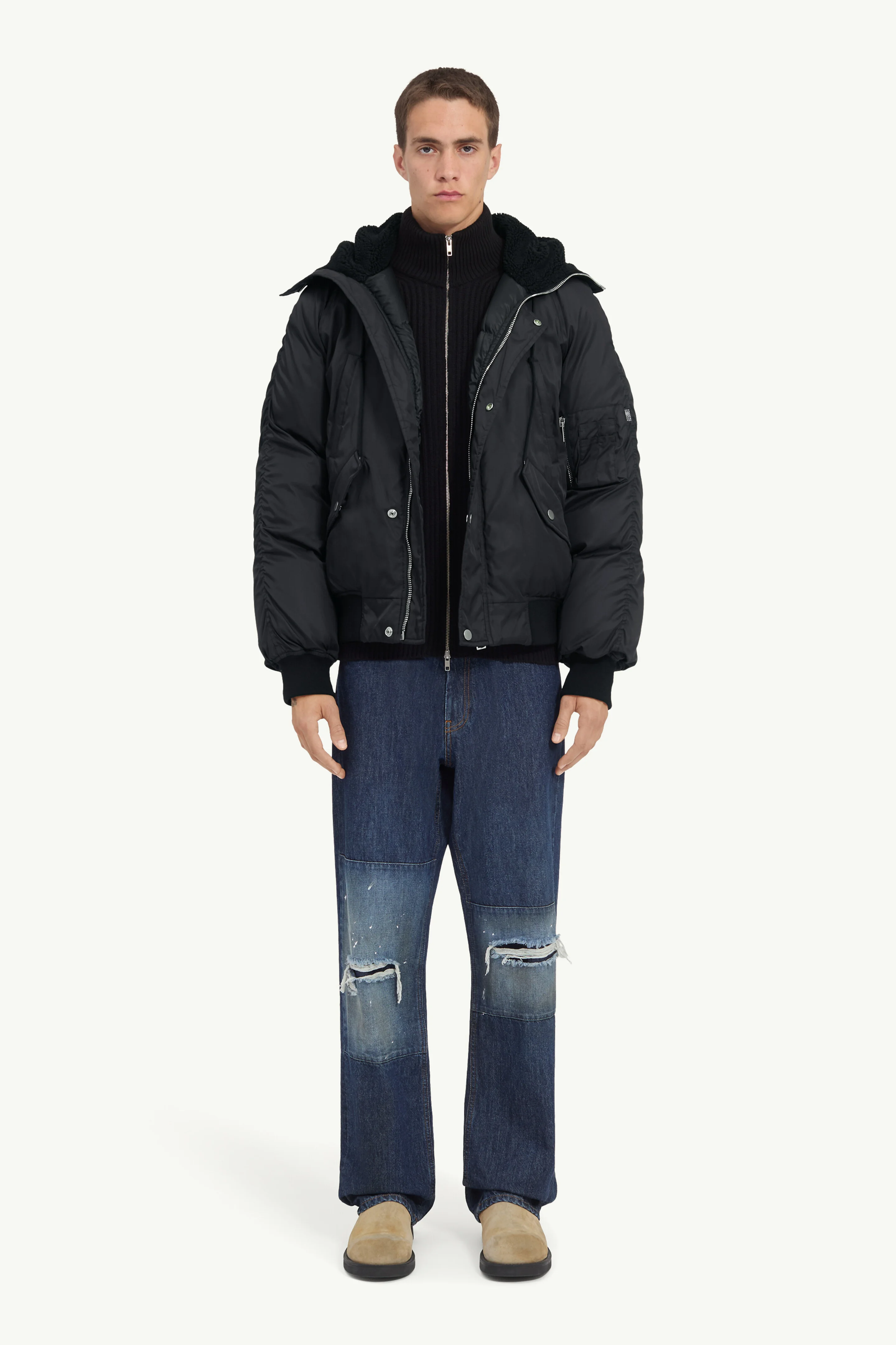 Hooded bomber jacket - 1