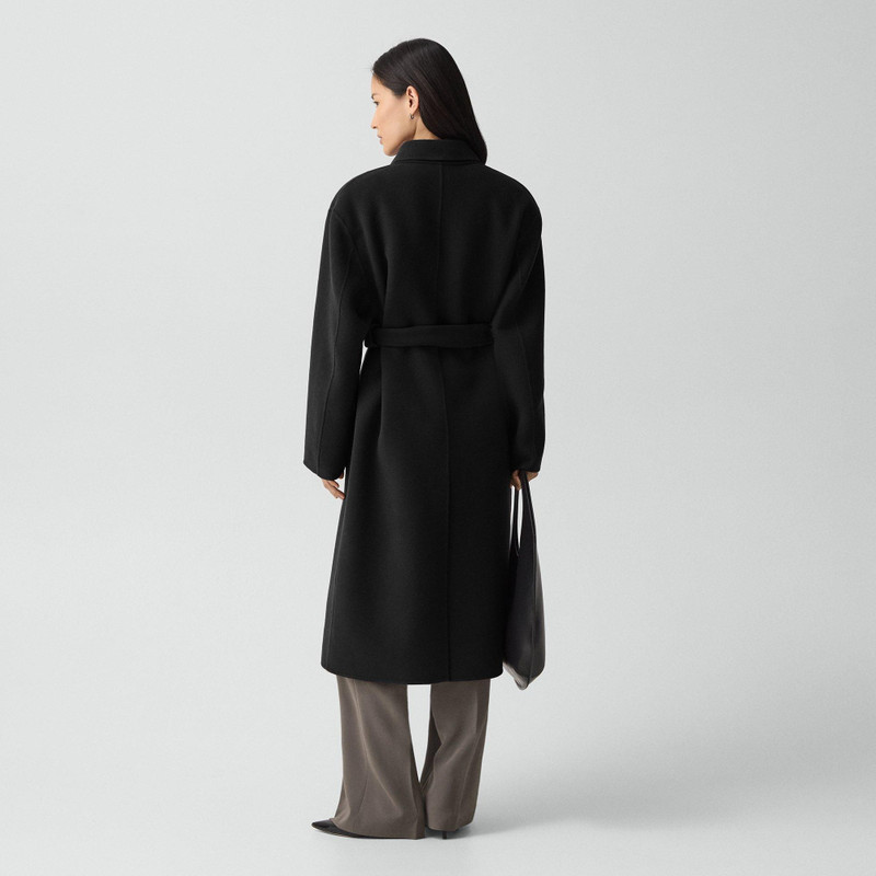 Theory Long Belted Trench Coat in Textured Wool-Cashmere outlook