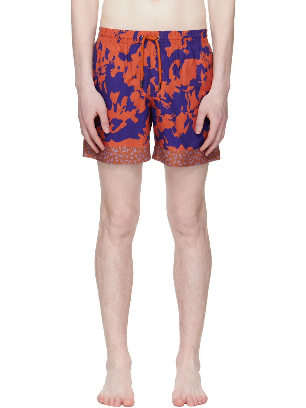 Orange & Purple Printed Swim Shorts - 1