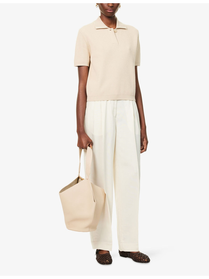 Vince Ribbed Short-Sleeves Silk And Cotton Polo Shirt outlook