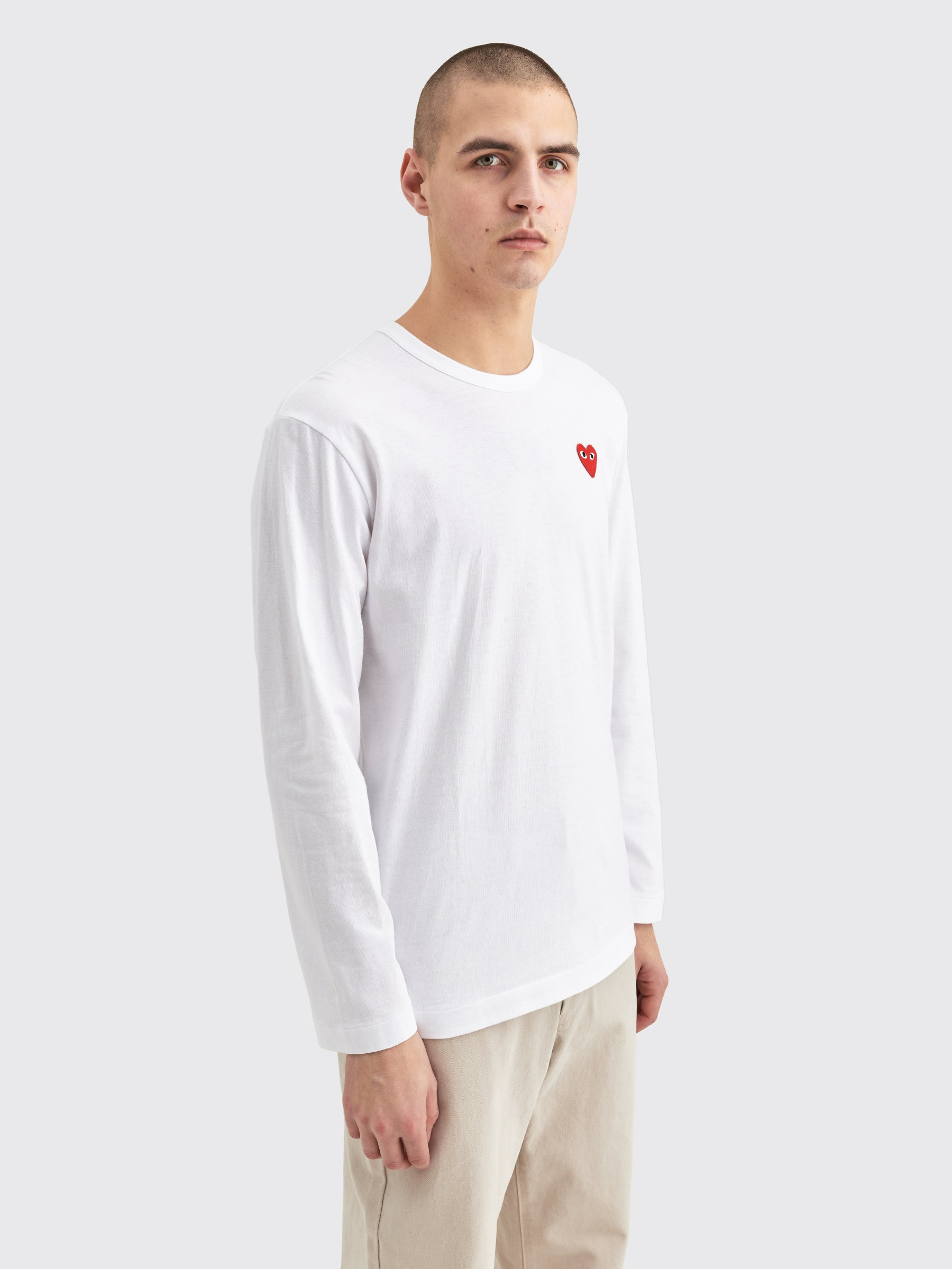 COMME DES GARÇONS PLAY SMALL HEART LS T-SHIRT WHITE RED - 4