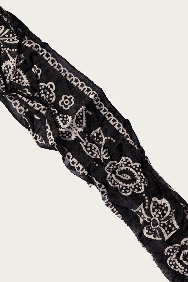 Kapital WASHER Silk MOGA Scarf (ESCARGOT FLOWER) - Black outlook