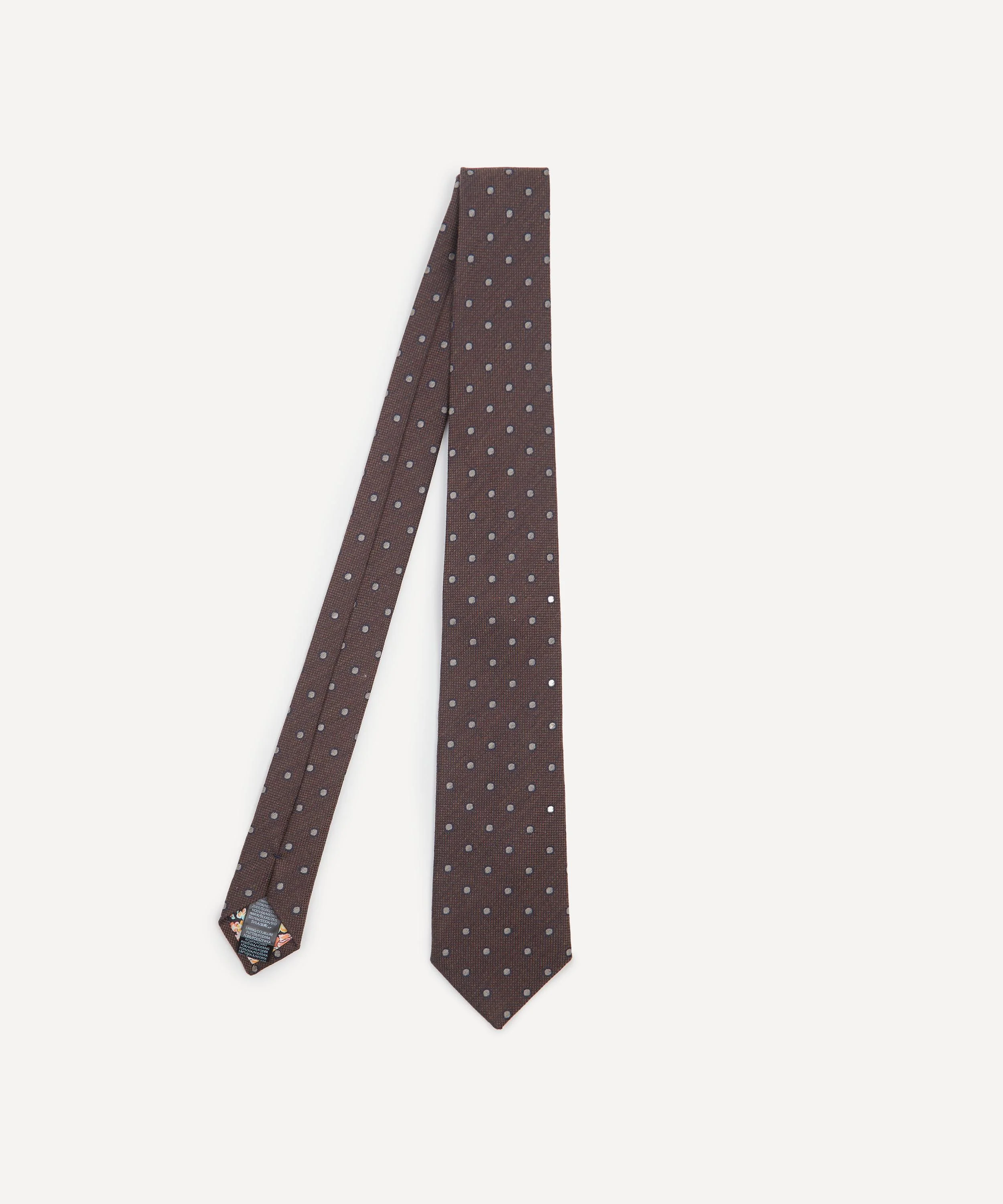 Brown Polka Dot Silk and Wool-Blend Tie - 1