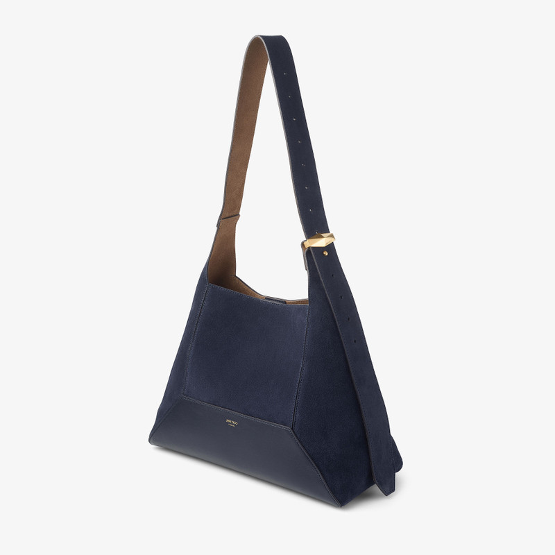 Diamond Hobo Medium Marine Suede Shoulder Bag 3