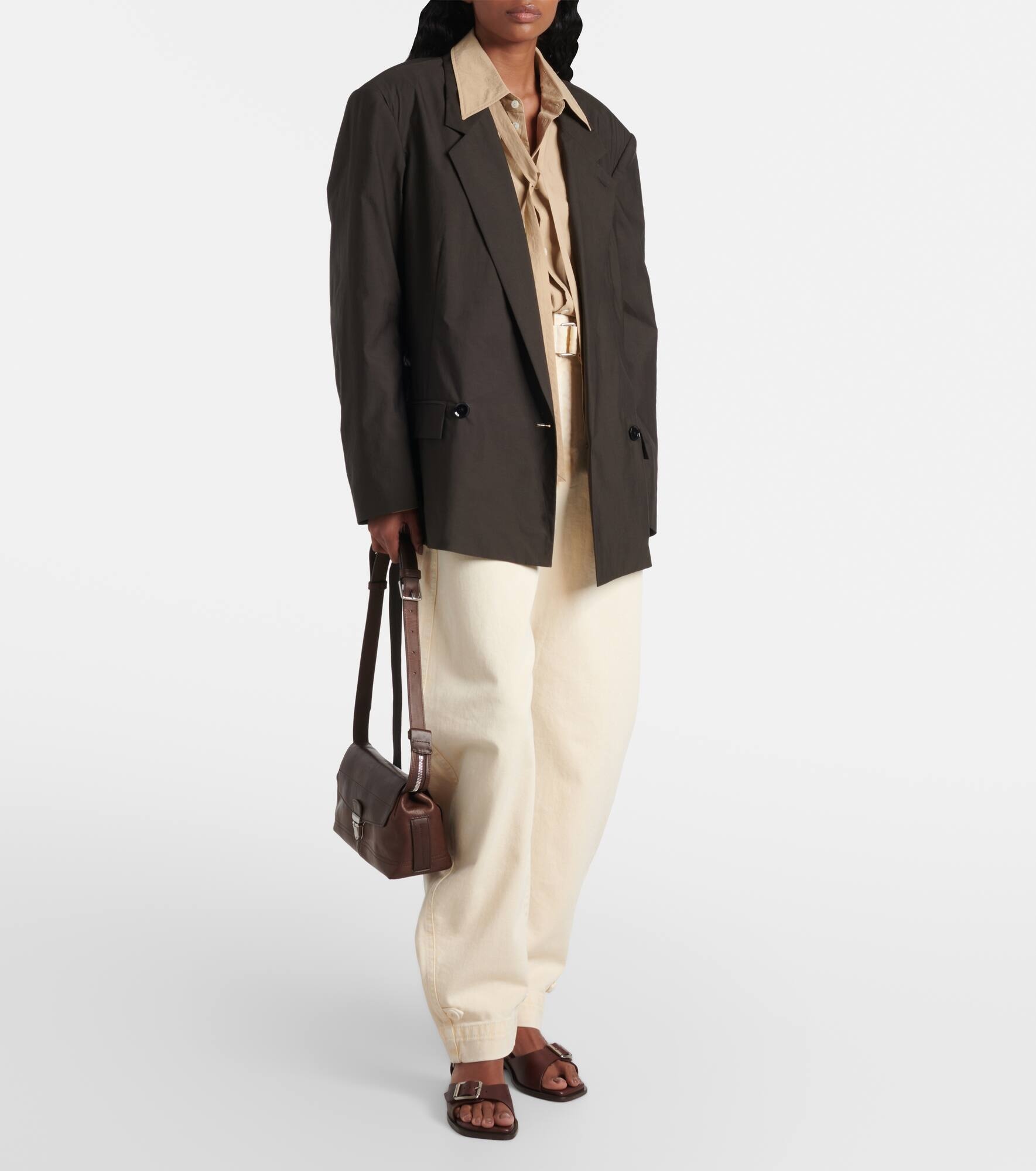 Belted cotton and silk blazer - 2