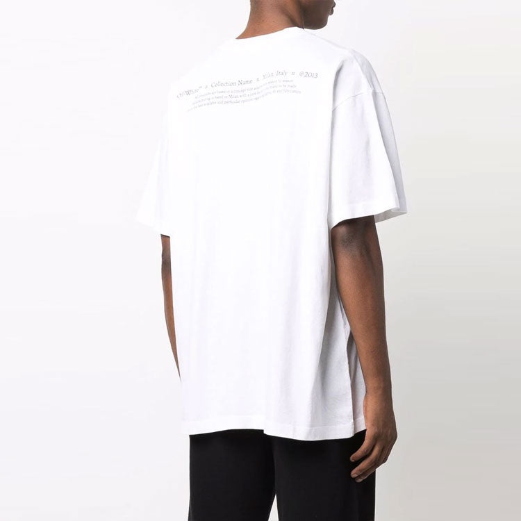 Off-White FW21 Pattern Alphabet Printing Round Neck Short Sleeve Loose Fit White OMAA038F21JER005018 - 3