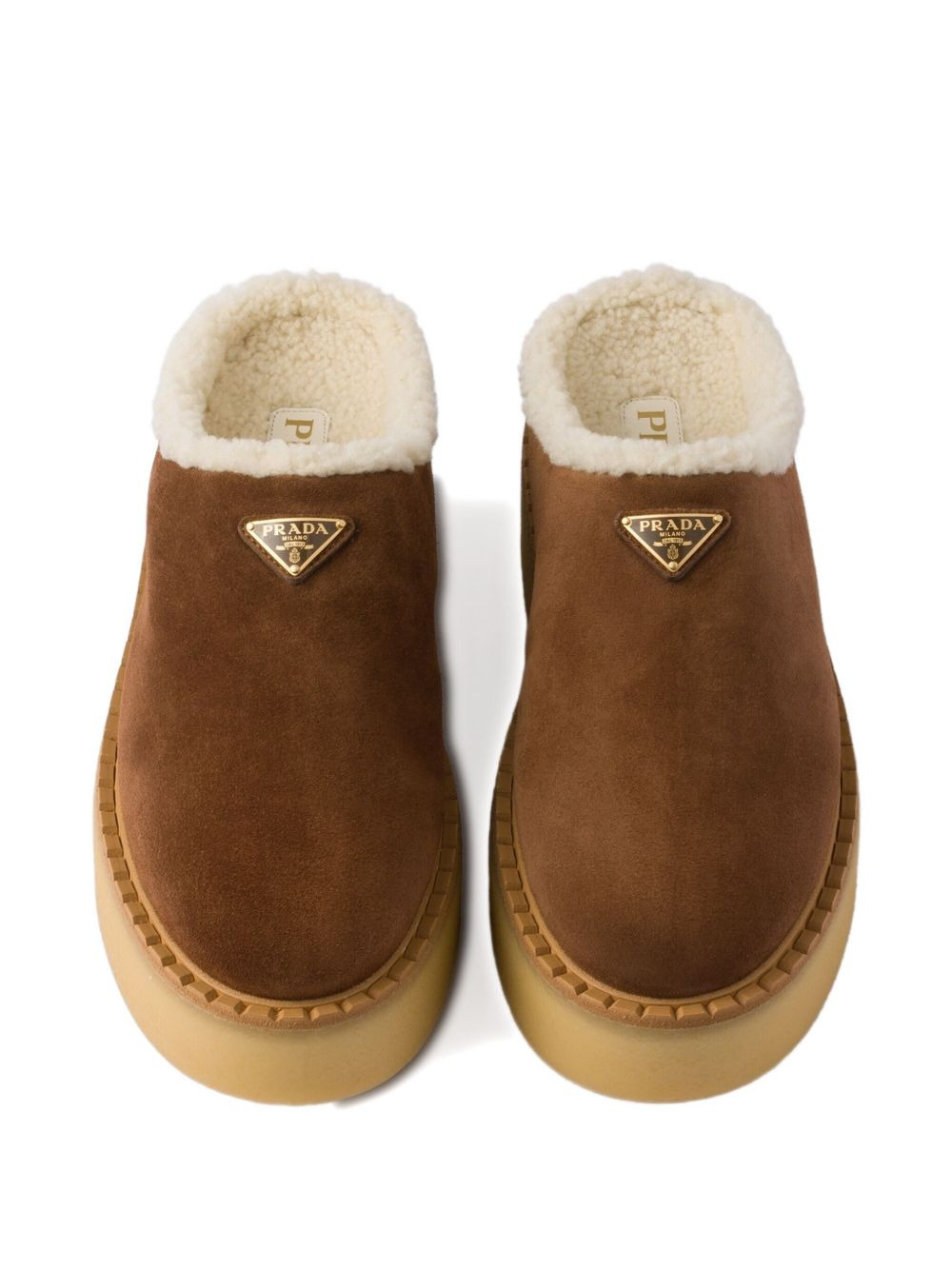 shearling-lined suede mules - 3