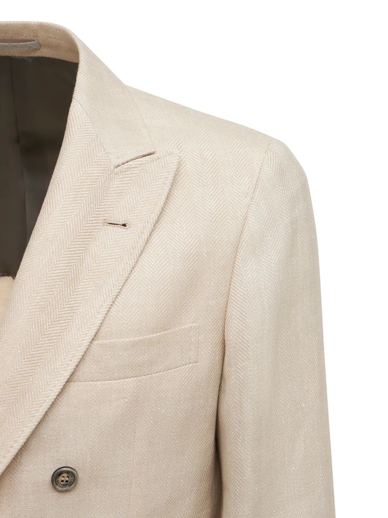 DOUBLE BREAST LINEN BLEND SUIT - 5
