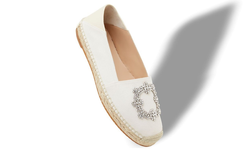 Manolo Blahnik Light Cream Cotton Espadrilles outlook