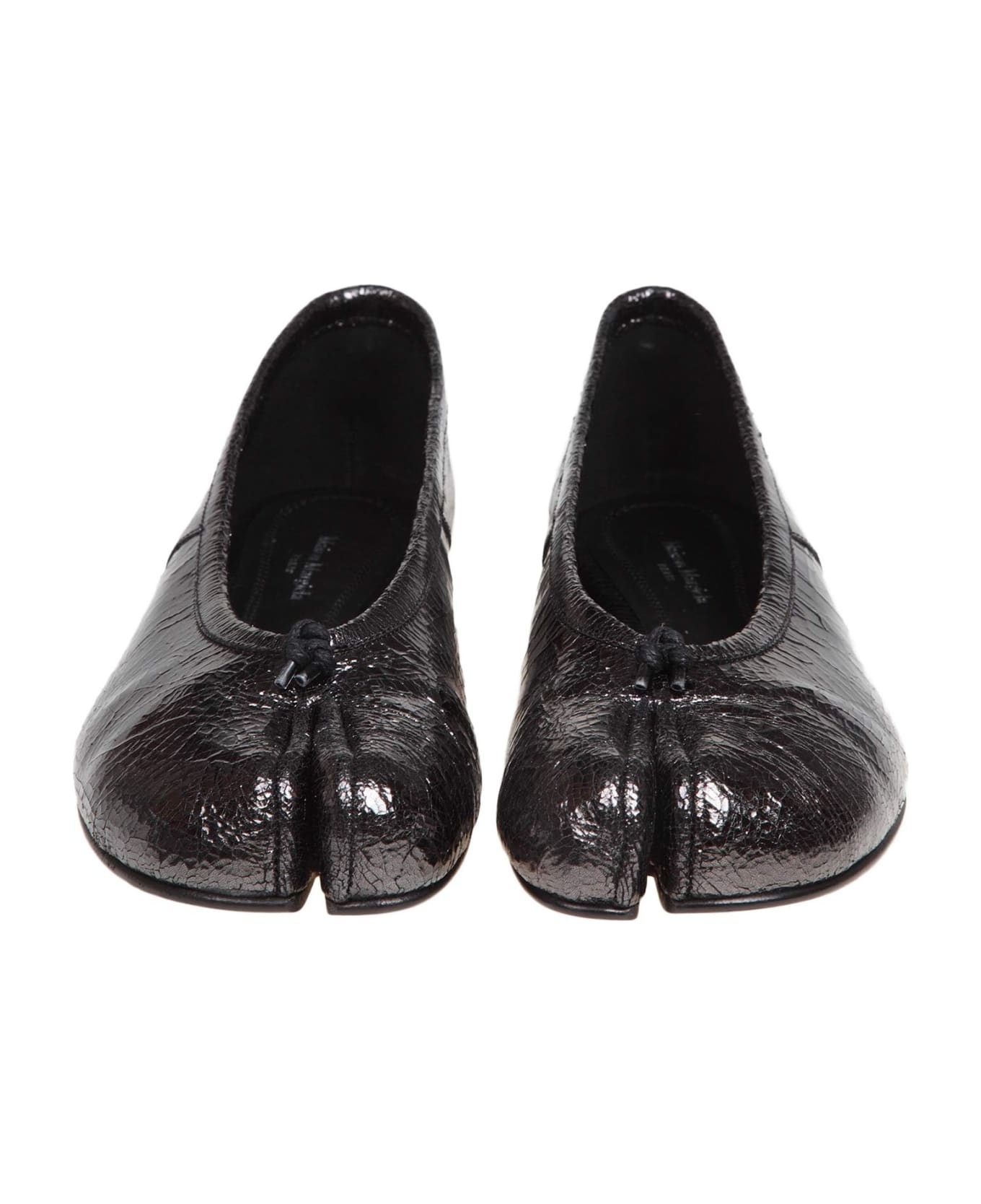 'ballet' Black Shiny Leather Ballet Flats - 3