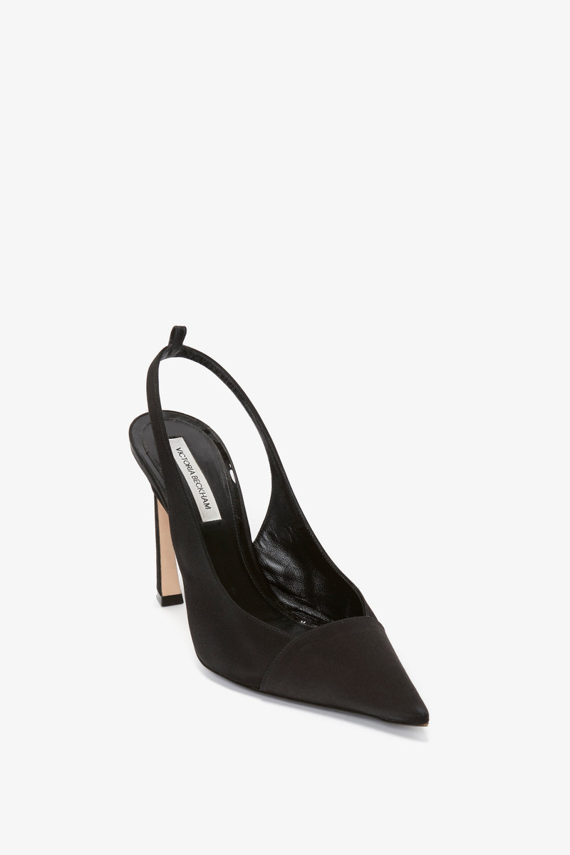 Victoria Beckham Pointy Toe Satin Sling Back Pump In Black outlook