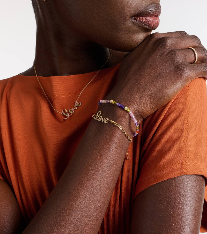 SYDNEY EVAN Love 14kt yellow gold and diamonds chainlink bracelet outlook