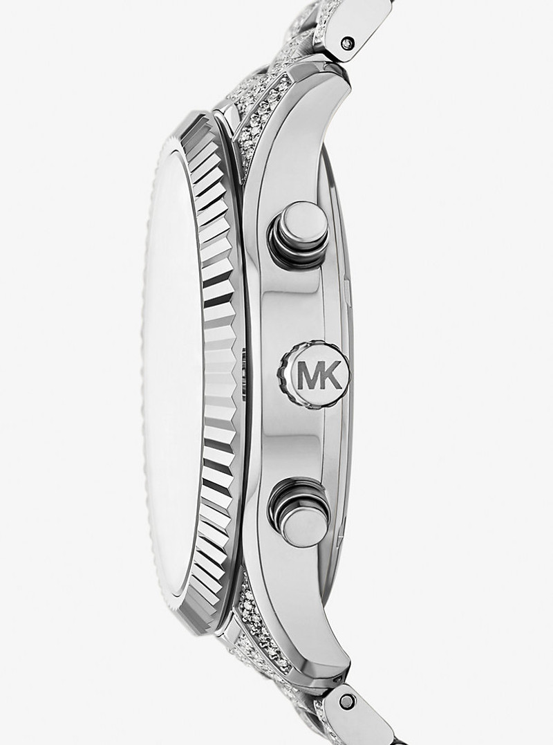 MICHAEL KORS Oversized Lexington Pavé Silver-Tone Watch outlook