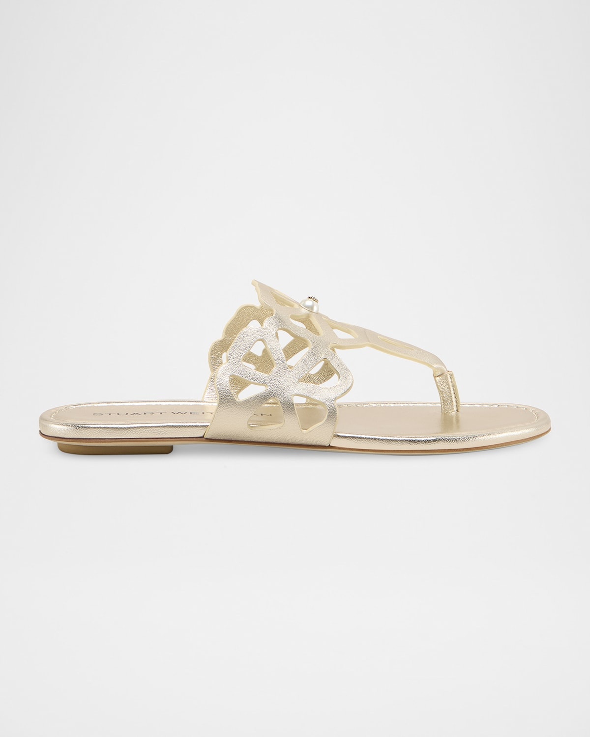 Jasmine Metallic Cutout Thong Sandals - 1