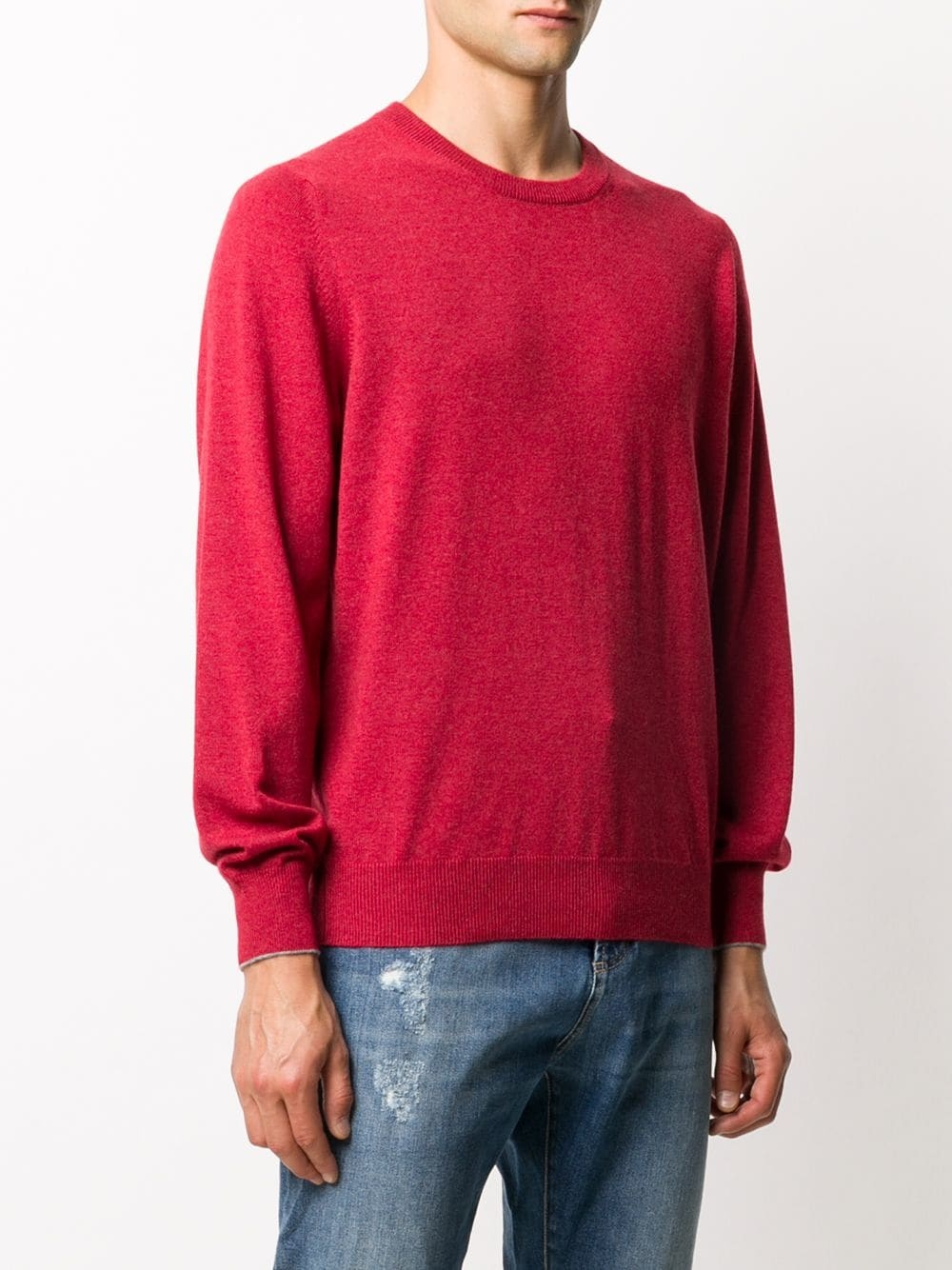 rib-trimmed cashmere jumper - 3