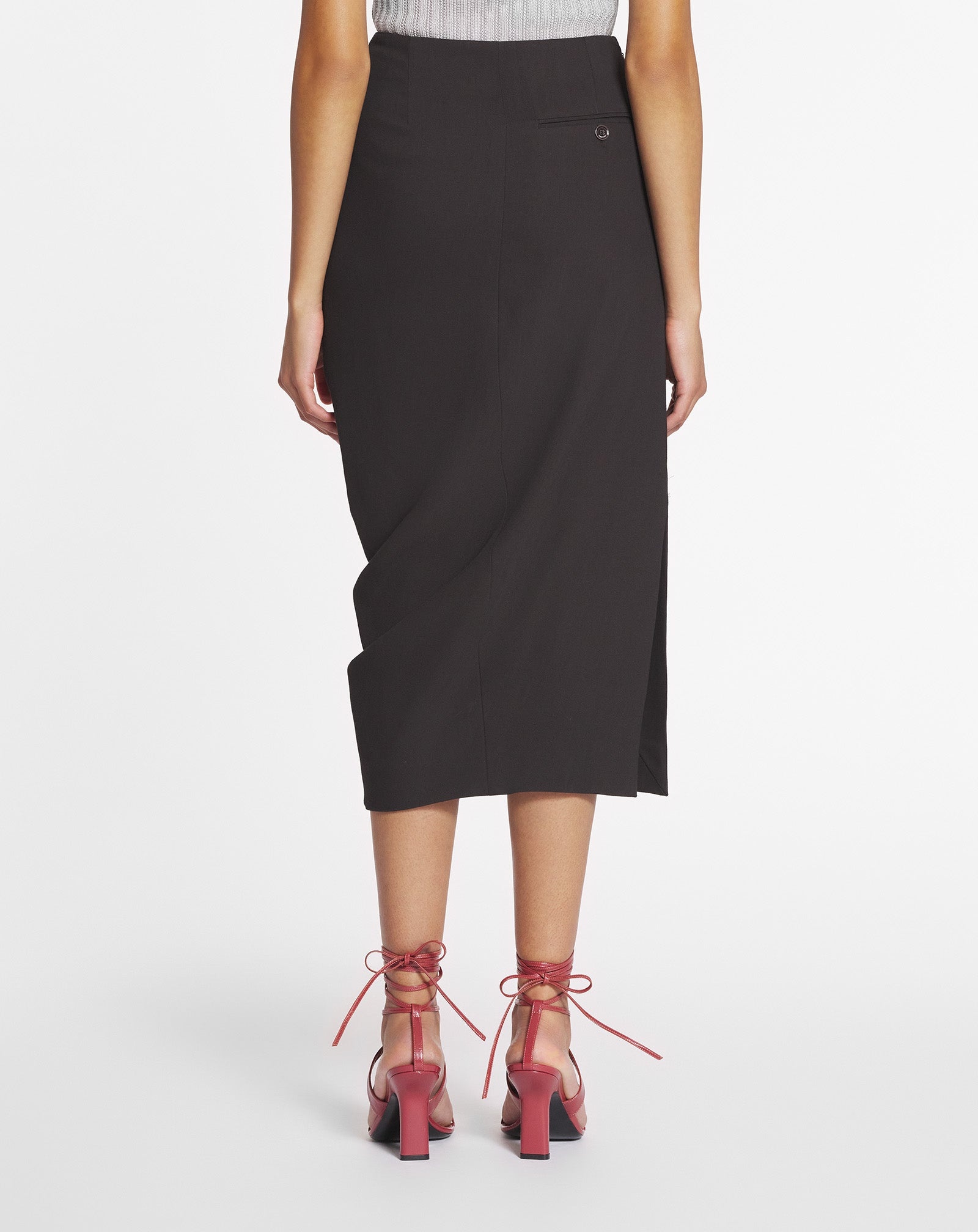 MIDI SKIRT IN WOOL AND VISCOSE - 4