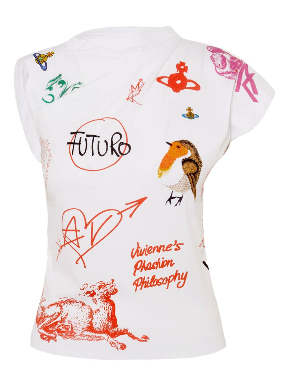 Herbo graphic-print draped T-shirt - 3
