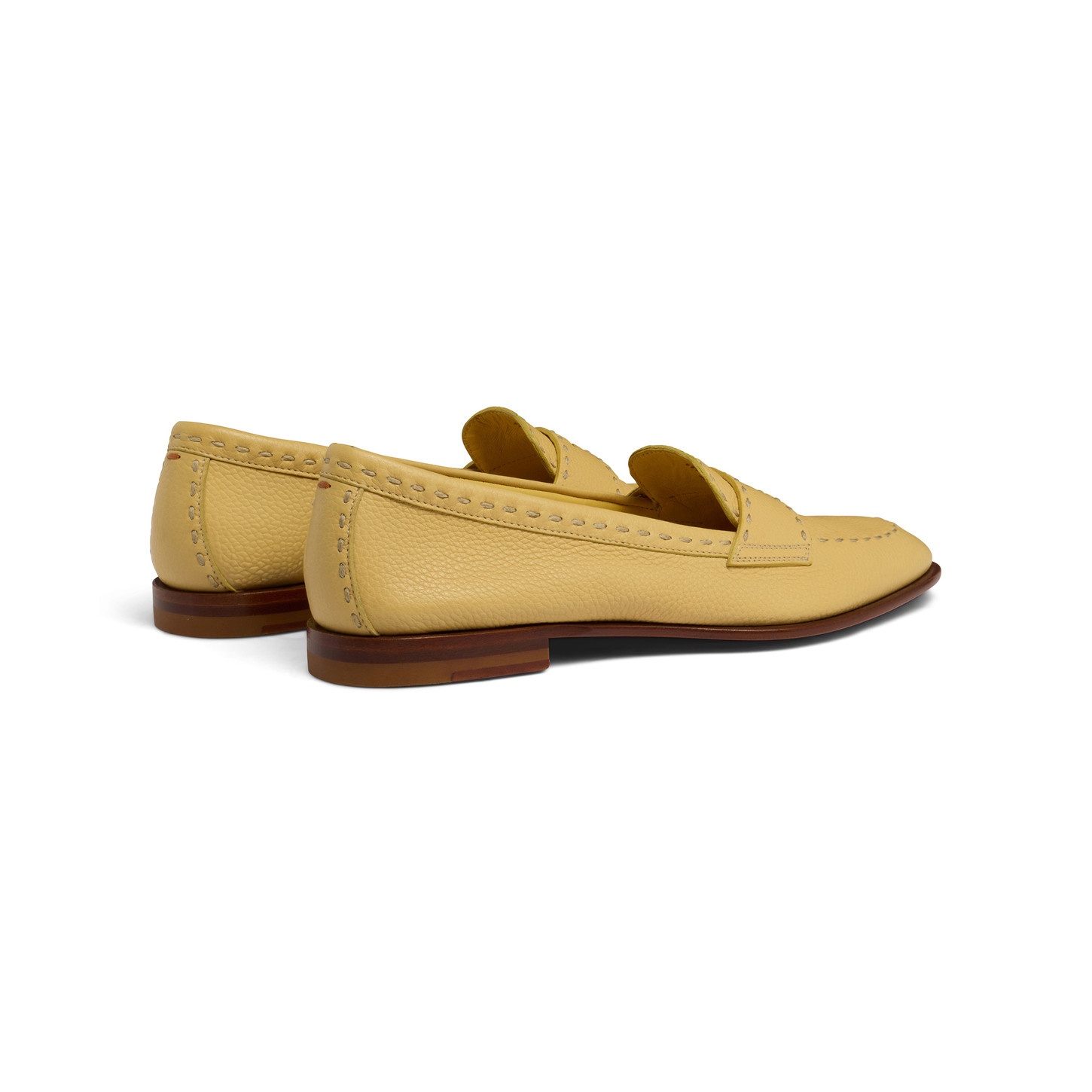 Women's yellow tumbled leather penny loafer - 4