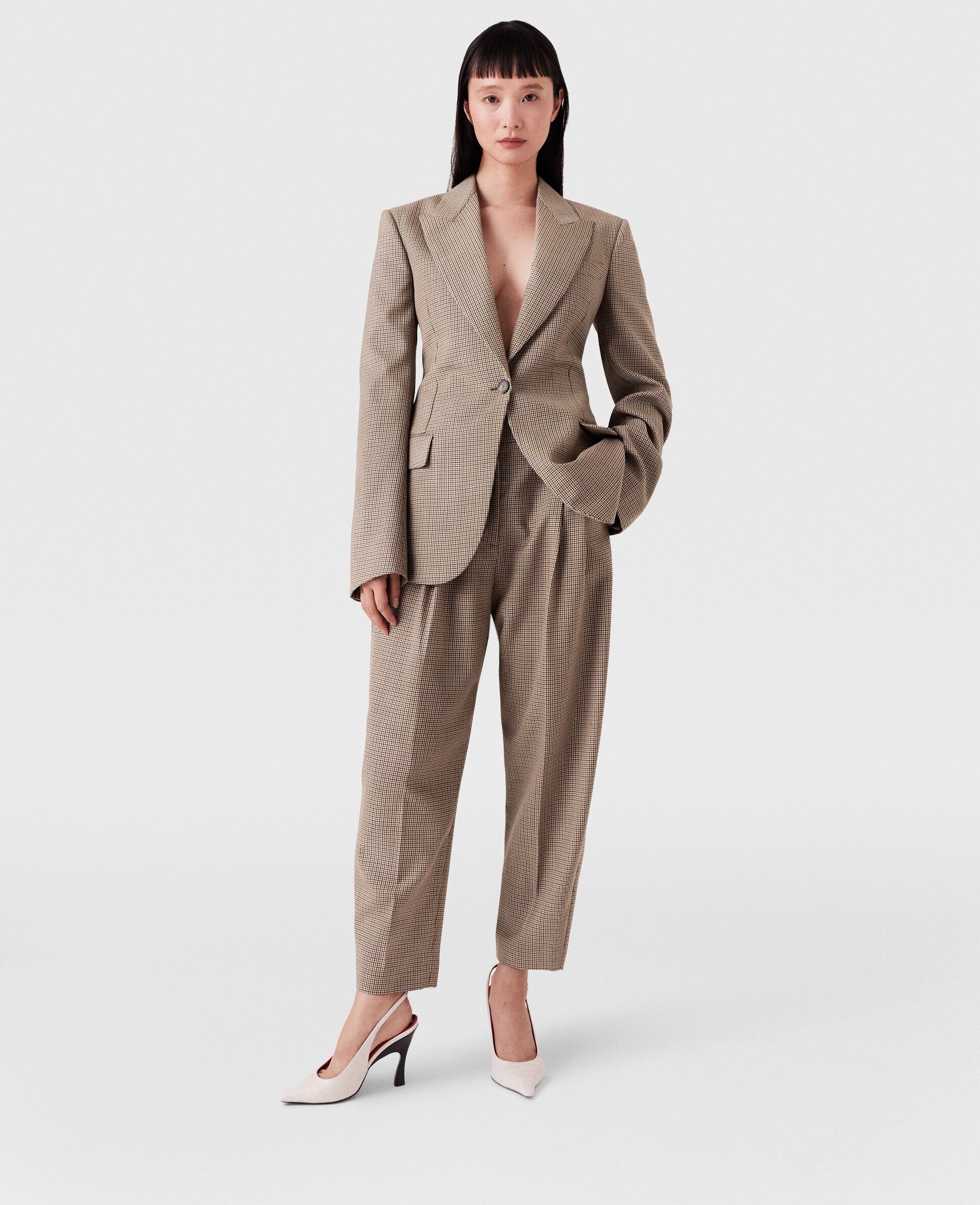 Oversized Houndstooth Single-Breasted Blazer - 7