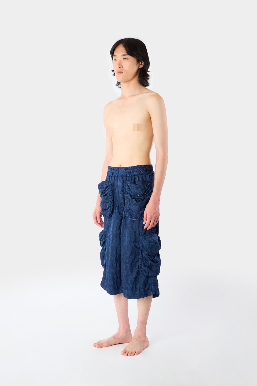 ALLOVER SHORT ELASTIC PANTS / blue - 1