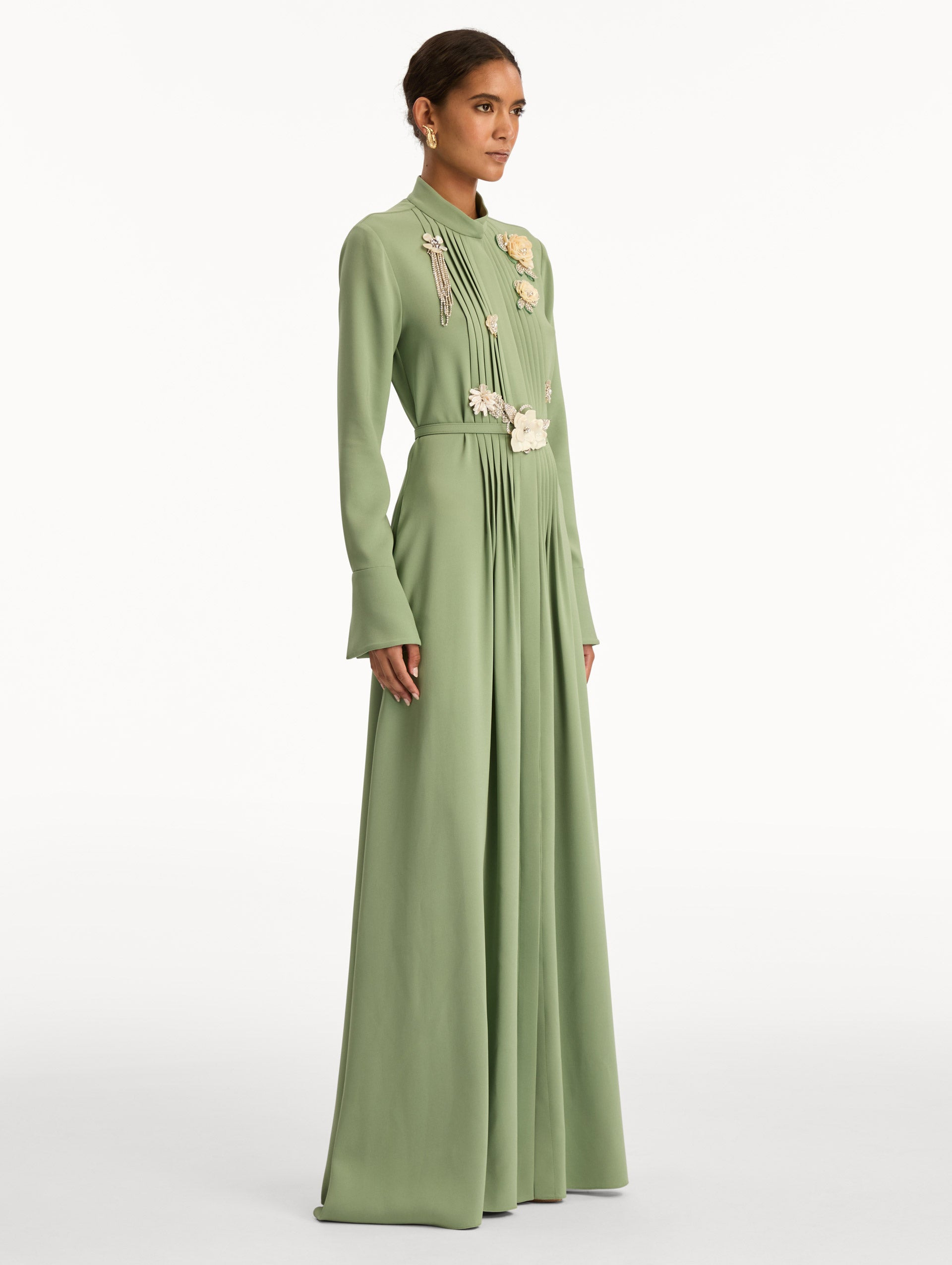 BROOCH EMBROIDERED LONG SLEEVE CAFTAN - 4