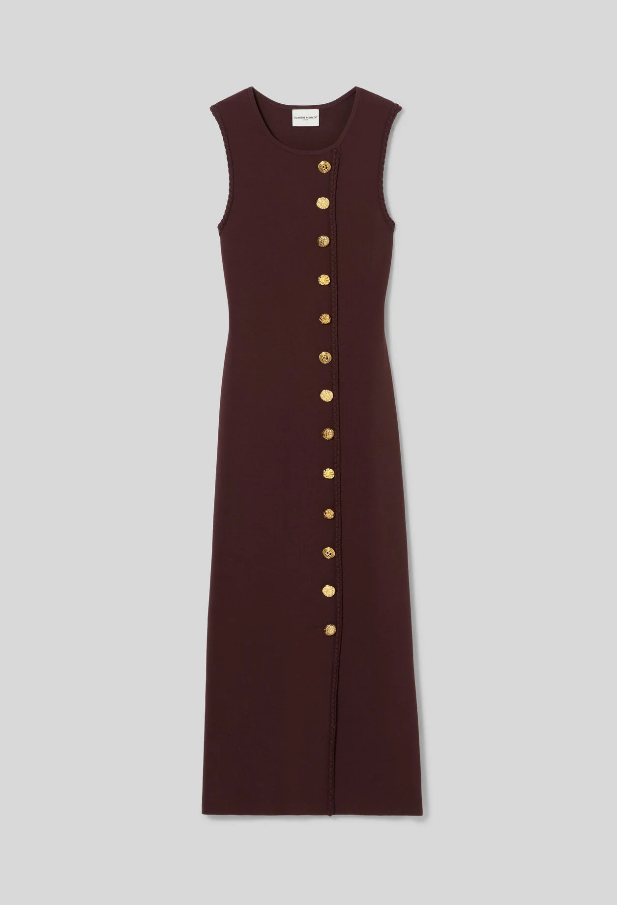 KNIT MIDI DRESS WITH GOLD BUTTONS - 1