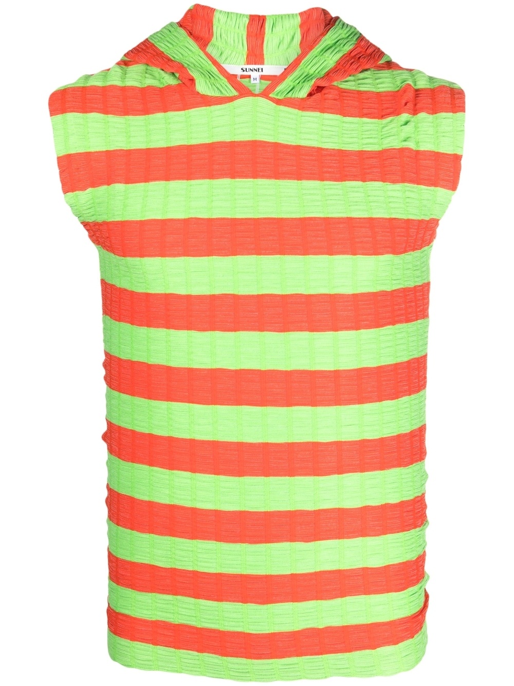 striped sleeveless hoodie - 1